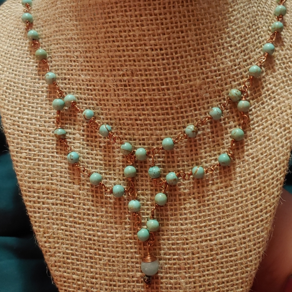 Handmade Turquoise and Copper Necklace